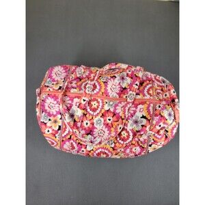 Vera Bradley Duffle Bag Large Pink Orange Floral Monogram H Quilted Travel Tote